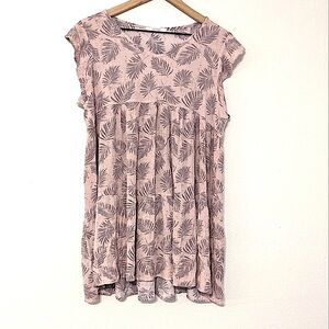 Veveret Palm Leaf Tiered Babydoll Mini Dress size Medium